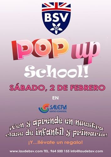 POP-UP SCHOOL: Próximo, sábado 2 de febrero en el Centro Comercial Salera